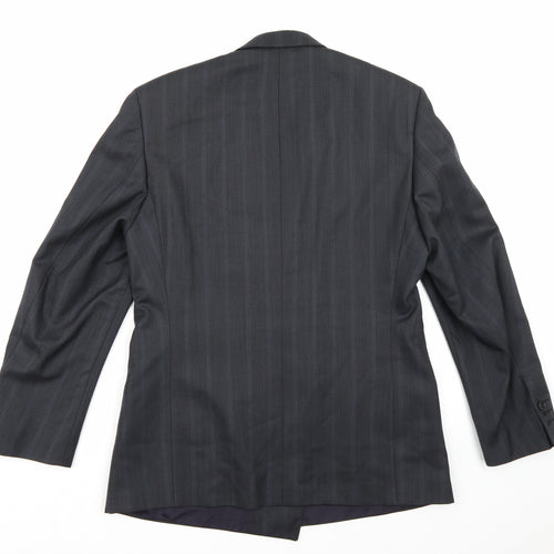 Carpini Mens Grey Striped Rayon Jacket Suit Jacket Size 40