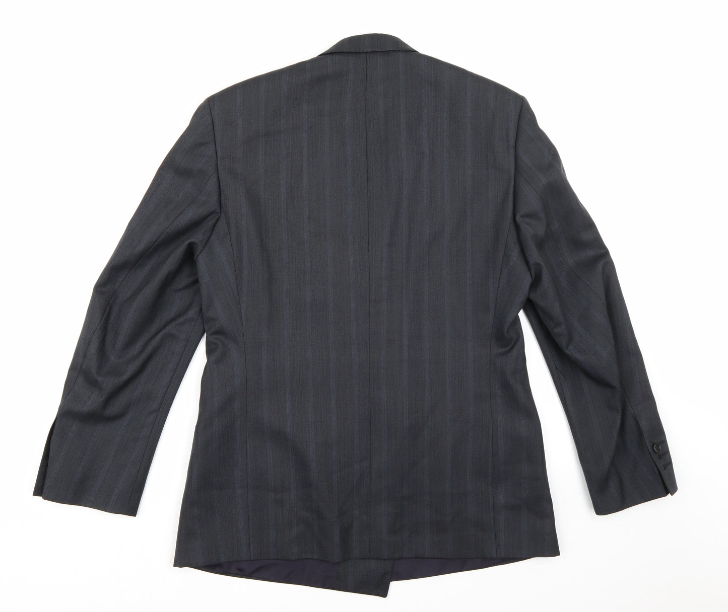 Carpini Mens Grey Striped Rayon Jacket Suit Jacket Size 40