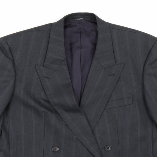 Carpini Mens Grey Striped Rayon Jacket Suit Jacket Size 40