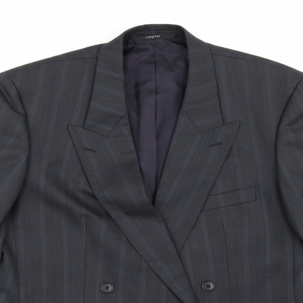 Carpini Mens Grey Striped Rayon Jacket Suit Jacket Size 40