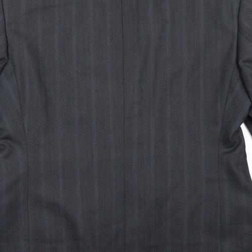 Carpini Mens Grey Striped Rayon Jacket Suit Jacket Size 40