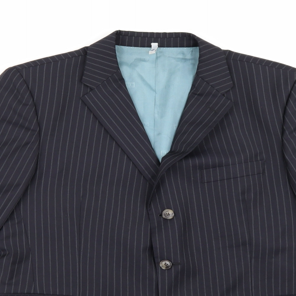 Tommy Hilfiger Mens Blue Striped Rayon Jacket Blazer Size 40