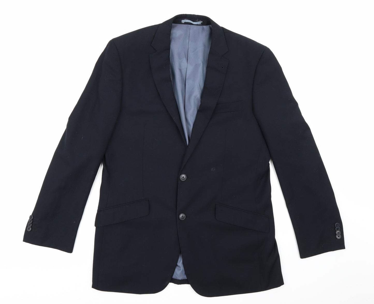 F&F Mens Blue Striped Rayon Jacket Suit Jacket Size 42
