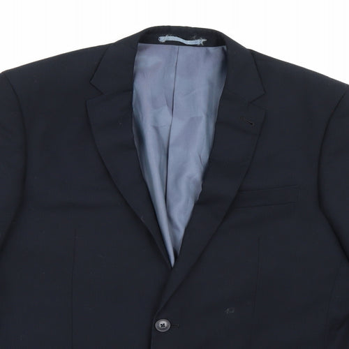 F&F Mens Blue Striped Rayon Jacket Suit Jacket Size 42