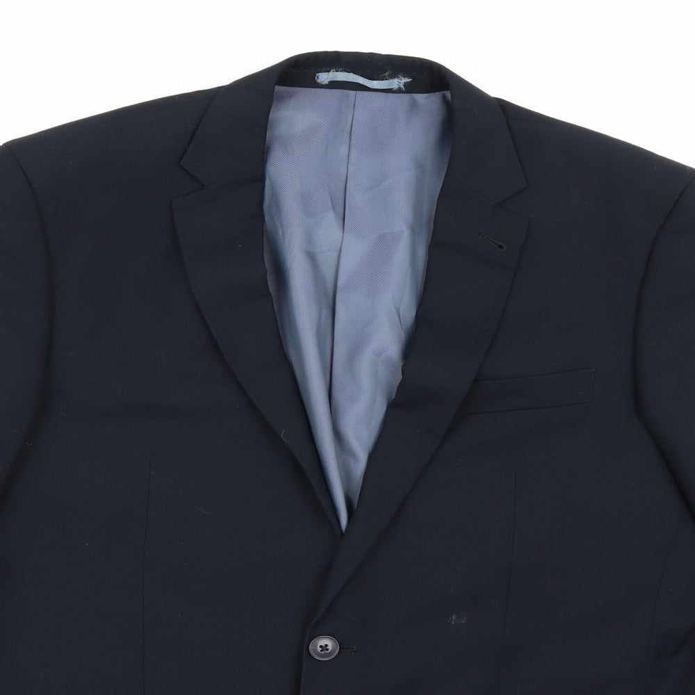 F&F Mens Blue Striped Rayon Jacket Suit Jacket Size 42