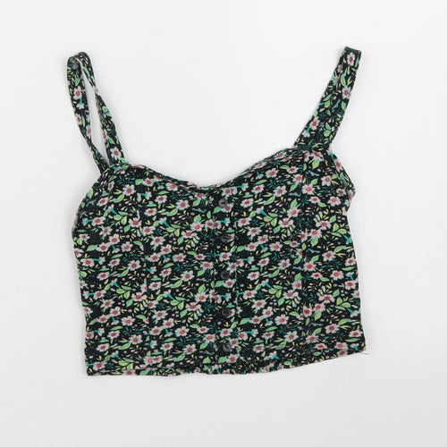 Atmosphere Womens Black Floral  Cropped Tank Size 10