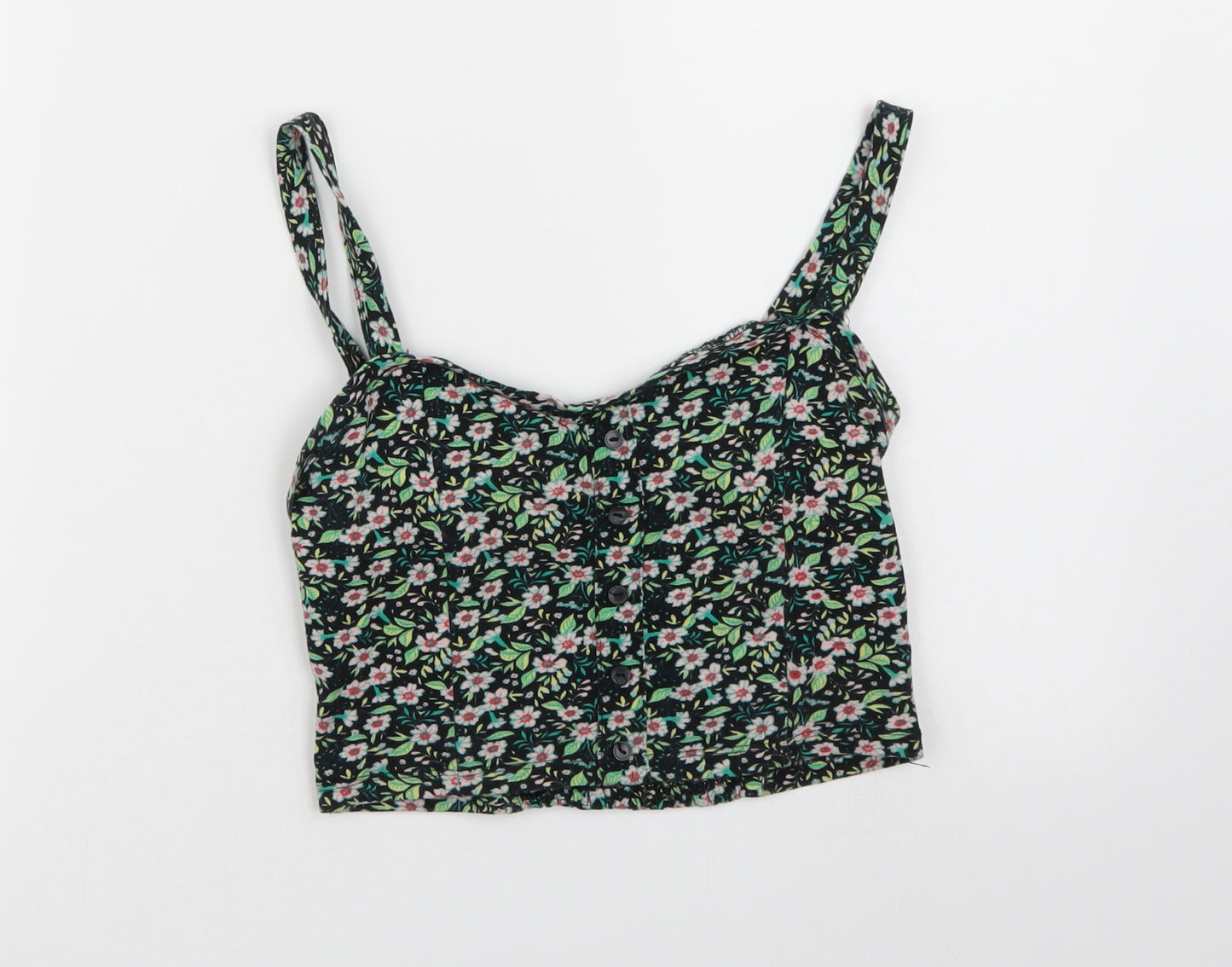 Atmosphere Womens Black Floral  Cropped Tank Size 10