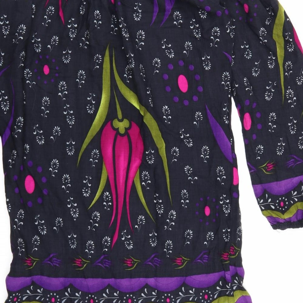 Big Dart Womens Purple Floral  Tunic Blouse Size L