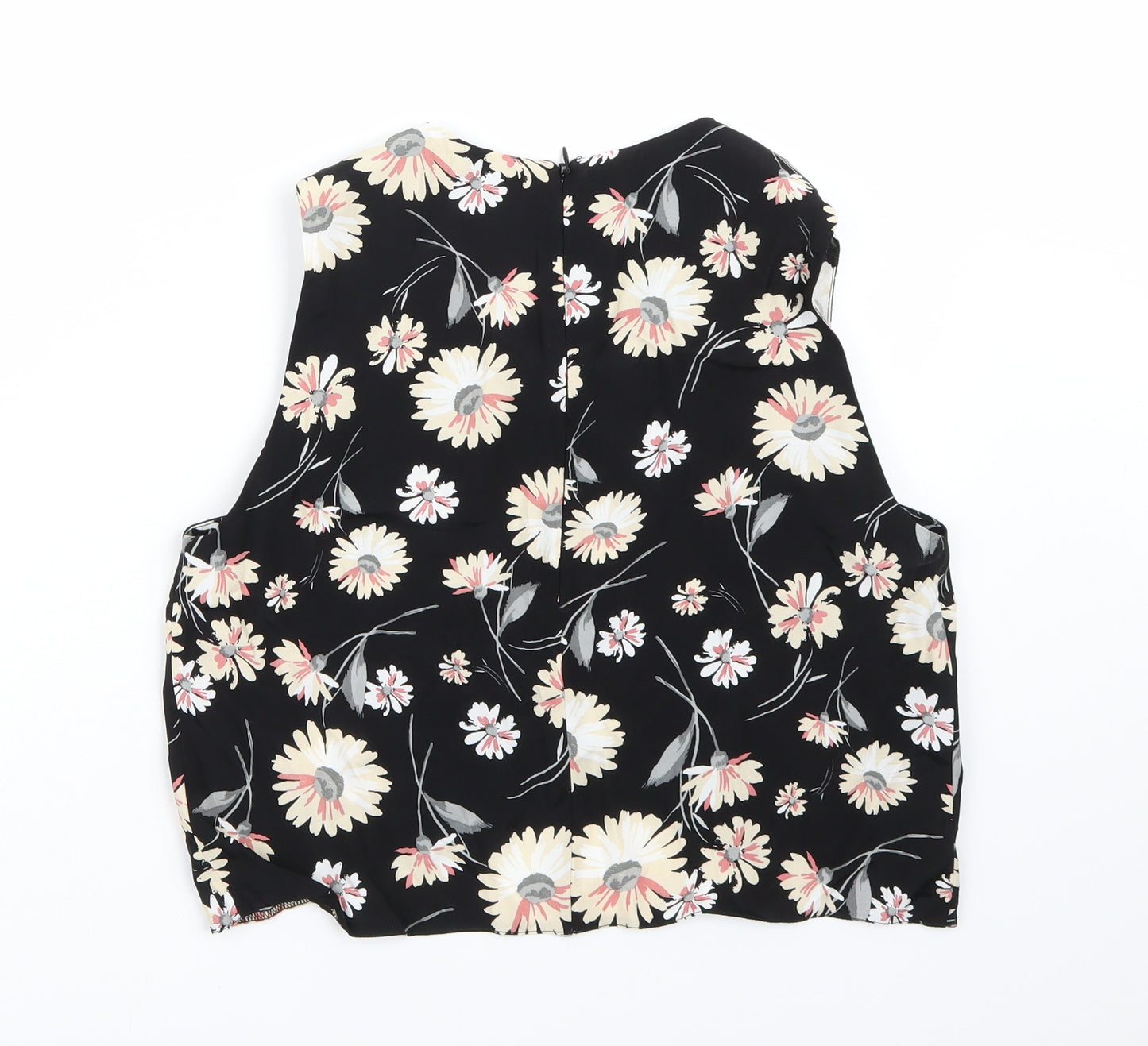Miss Selfridge Womens Black Floral Chiffon Cropped Tank Size 12