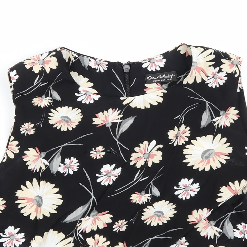 Miss Selfridge Womens Black Floral Chiffon Cropped Tank Size 12
