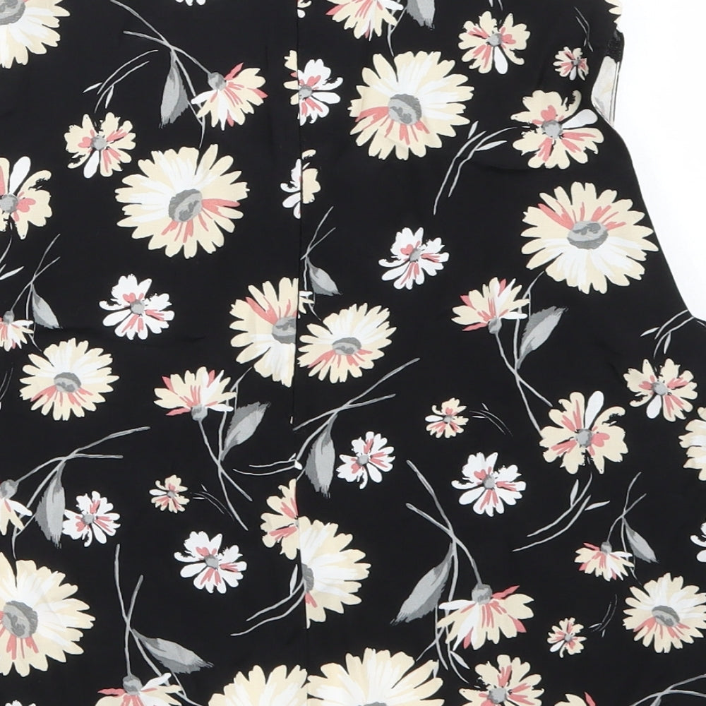 Miss Selfridge Womens Black Floral Chiffon Cropped Tank Size 12