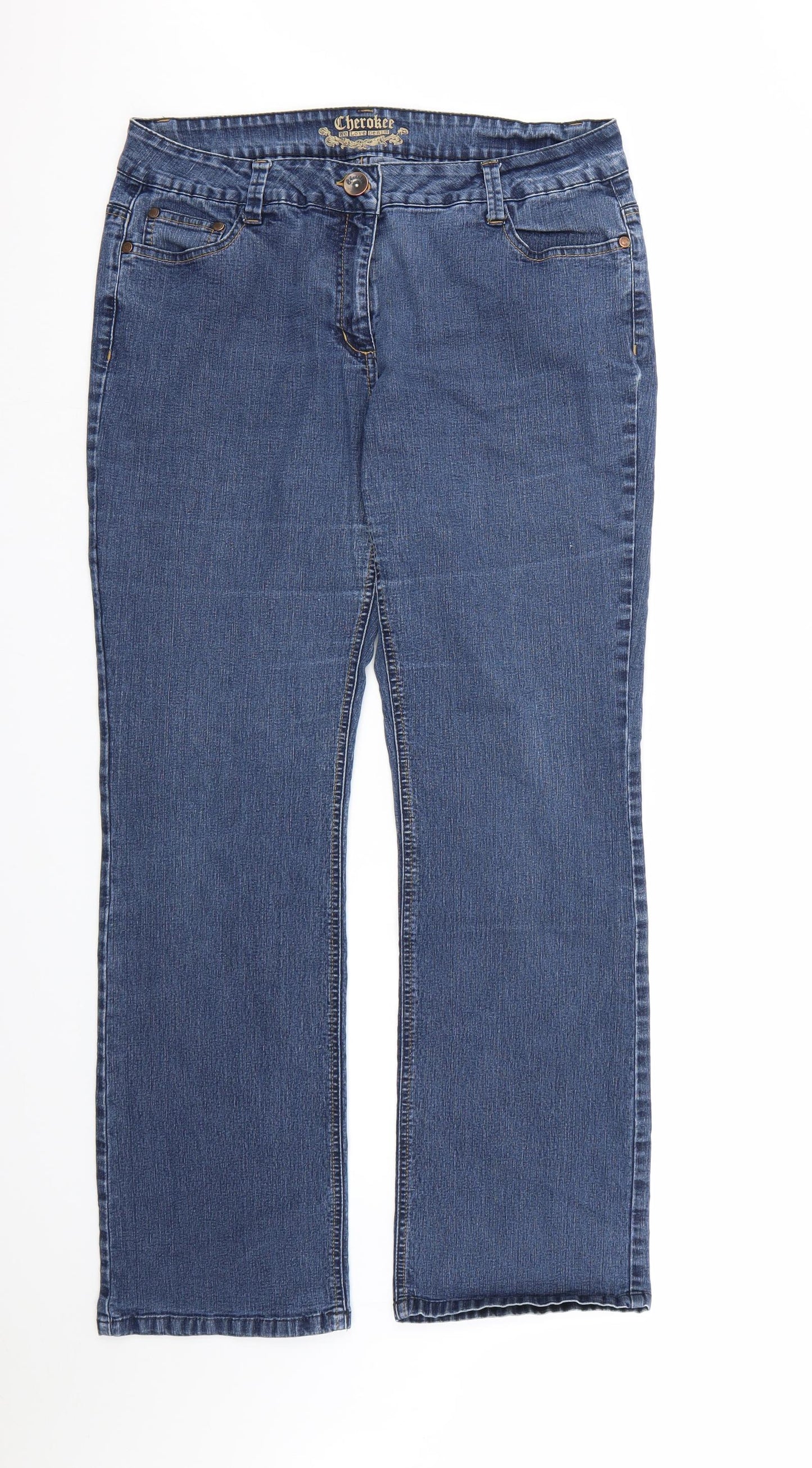 Cherokee Womens Blue  Denim Straight Jeans Size 16 L32 in