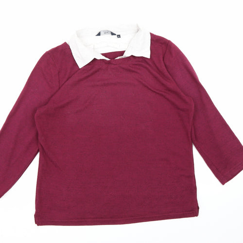 Isle Essentials Womens Purple  Knit Pullover Jumper Size 14