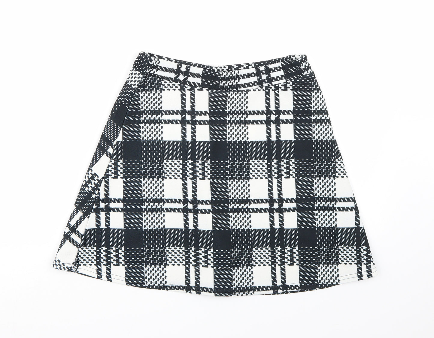 Boohoo Womens Black Check  A-Line Skirt Size 10