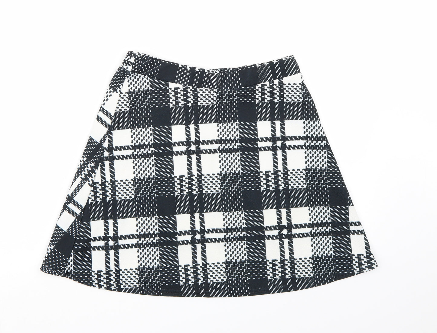 Boohoo Womens Black Check  A-Line Skirt Size 10