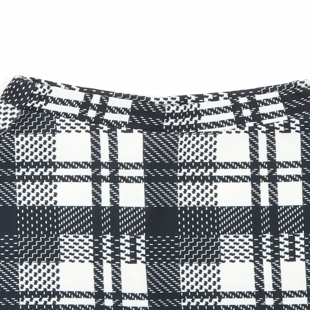 Boohoo Womens Black Check  A-Line Skirt Size 10