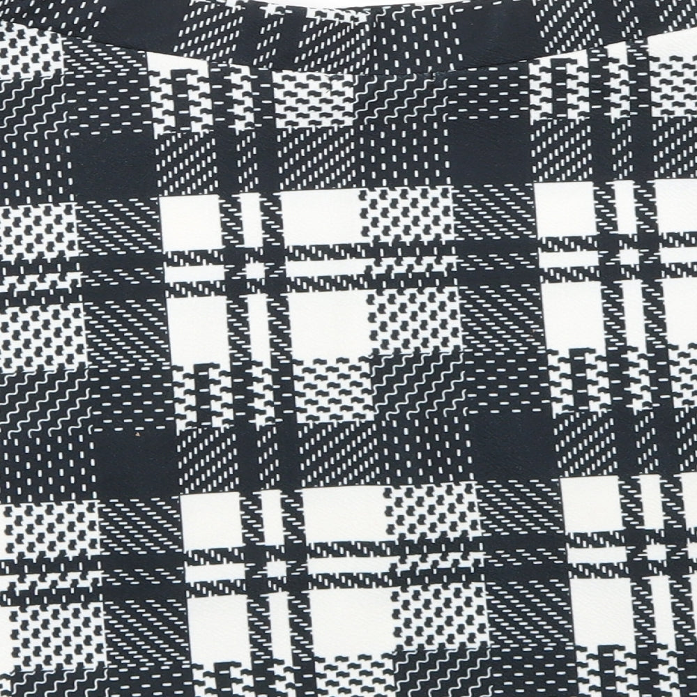 Boohoo Womens Black Check  A-Line Skirt Size 10