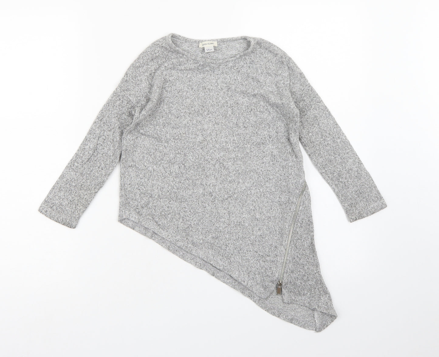 River Island Girls Grey  Knit Pullover Jumper Size 5-6 Years