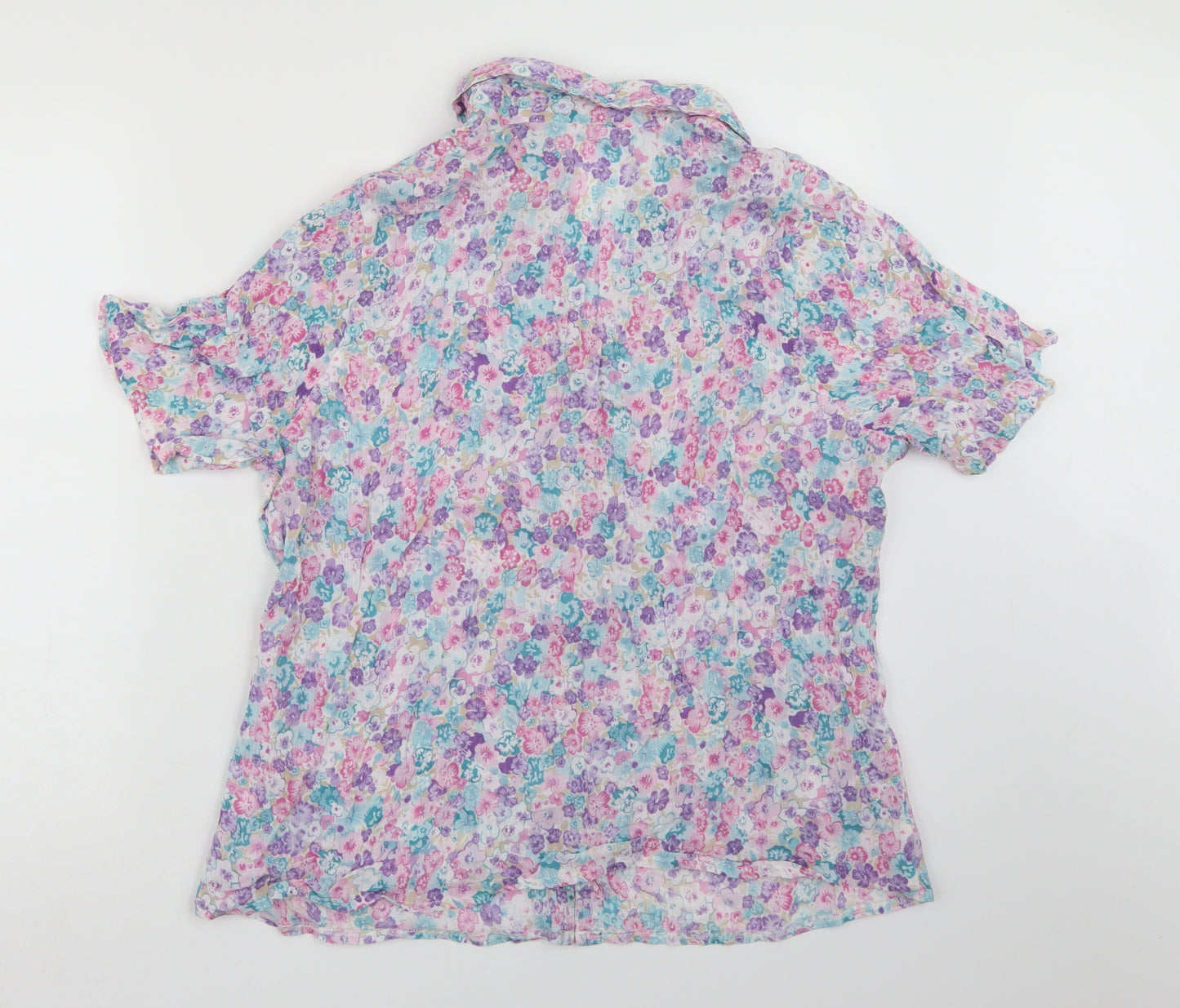 Marks and Spencer Womens Purple Floral Chambray Basic Blouse Size 16