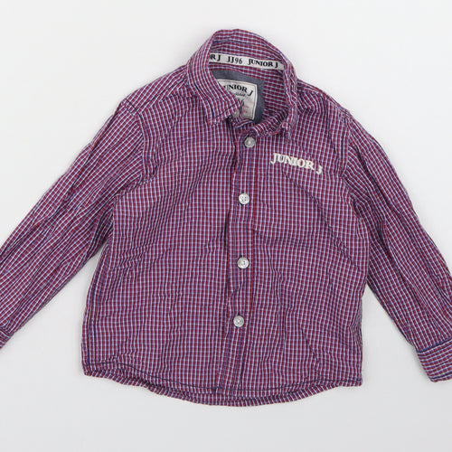 Junior J Boys Red Check  Basic Button-Up Size 18-24 Months