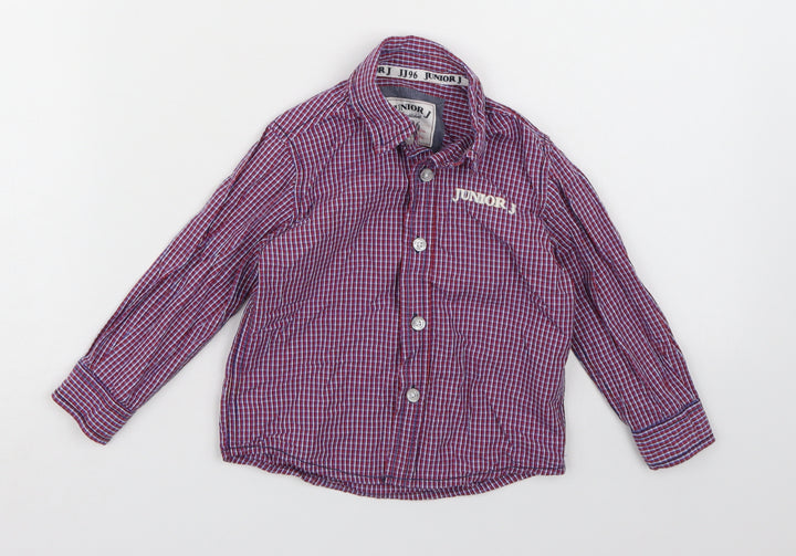 Junior J Boys Red Check  Basic Button-Up Size 18-24 Months