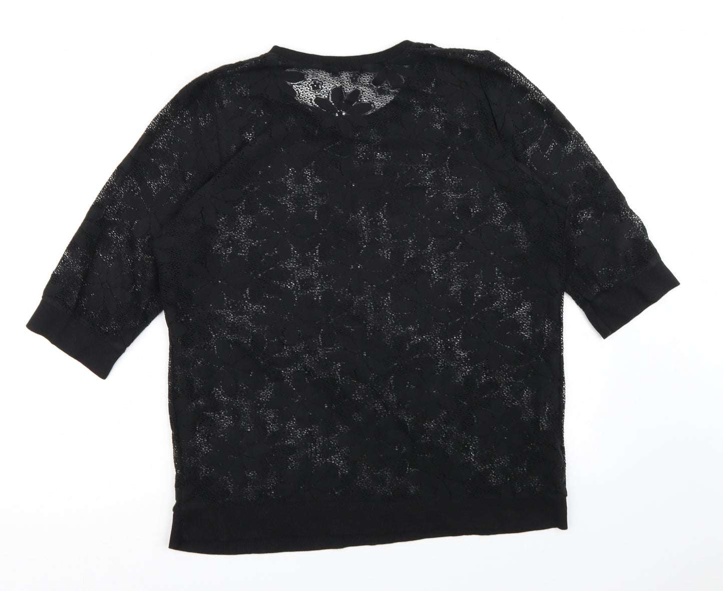 George Womens Black Floral Knit Pullover Jumper Size 16