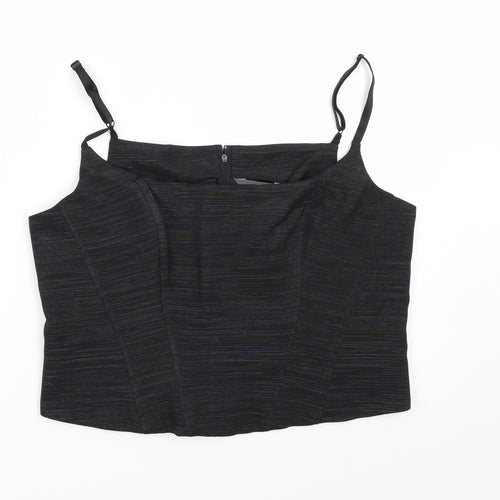 Essentials Womens Black  Rayon Cropped Tank Size 18