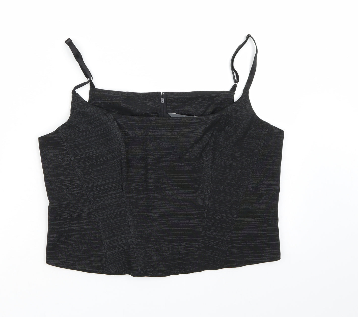 Essentials Womens Black  Rayon Cropped Tank Size 18