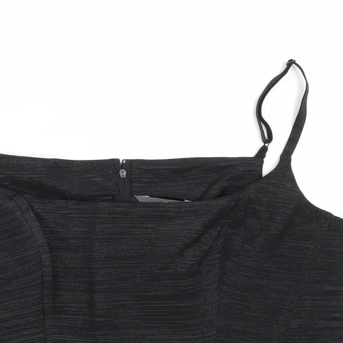 Essentials Womens Black  Rayon Cropped Tank Size 18
