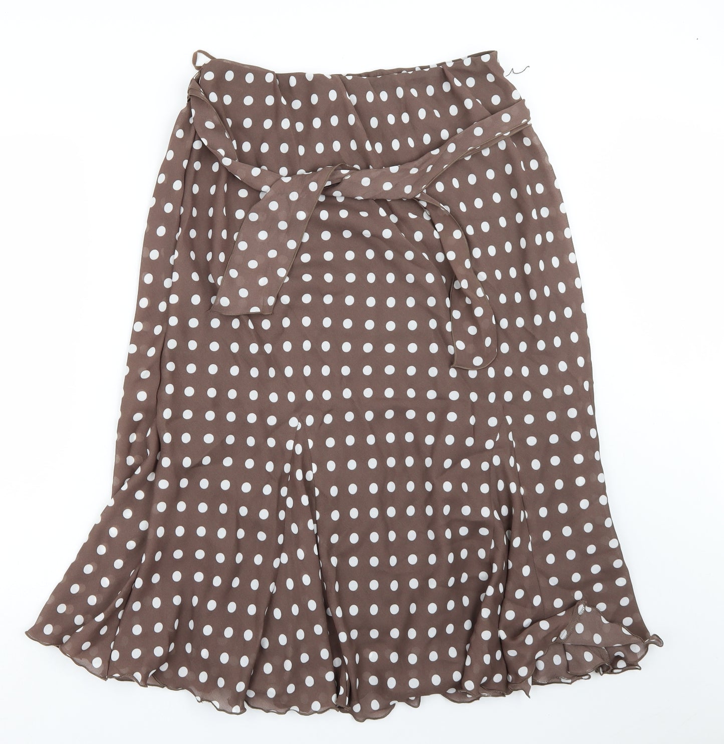 Classics Womens Brown Polka Dot Chiffon Swing Skirt Size 16