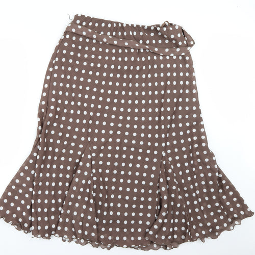 Classics Womens Brown Polka Dot Chiffon Swing Skirt Size 16