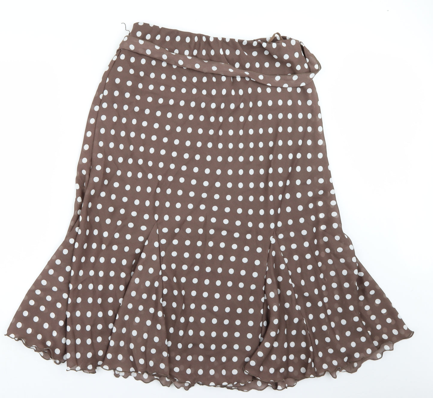 Classics Womens Brown Polka Dot Chiffon Swing Skirt Size 16