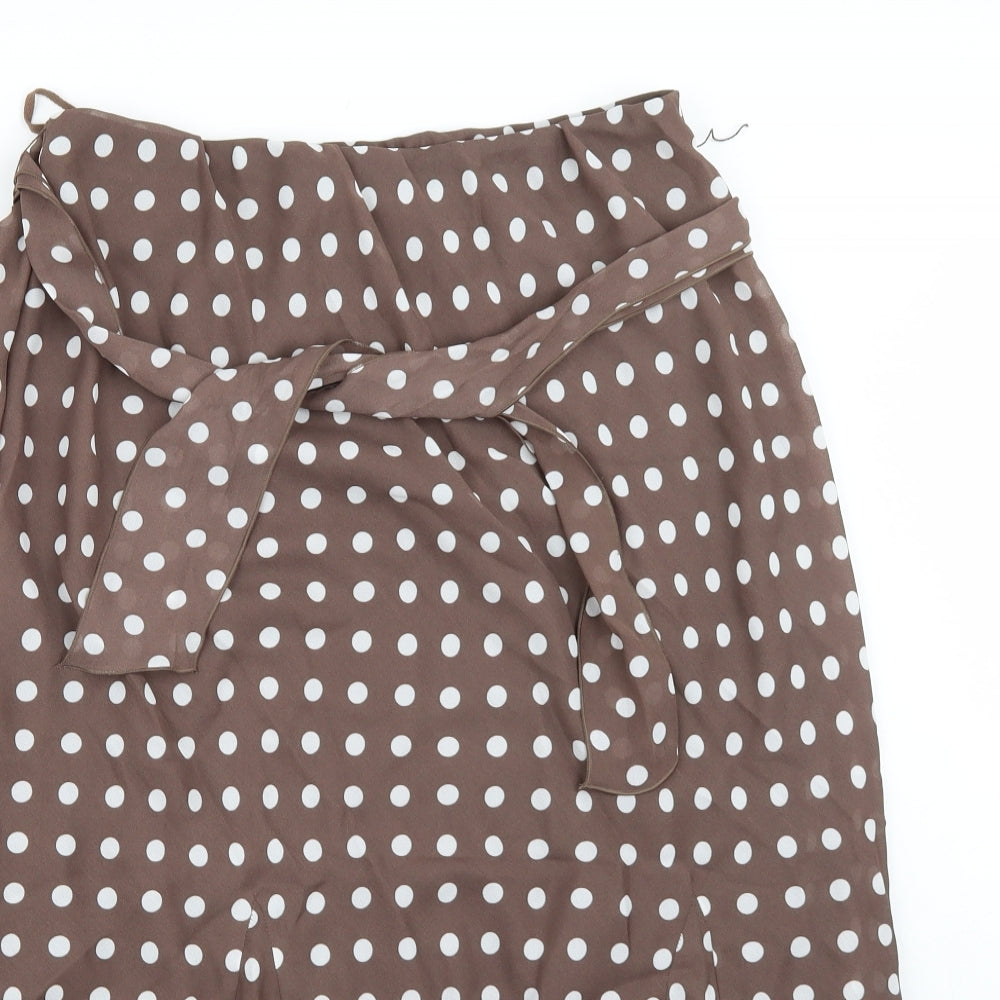Classics Womens Brown Polka Dot Chiffon Swing Skirt Size 16