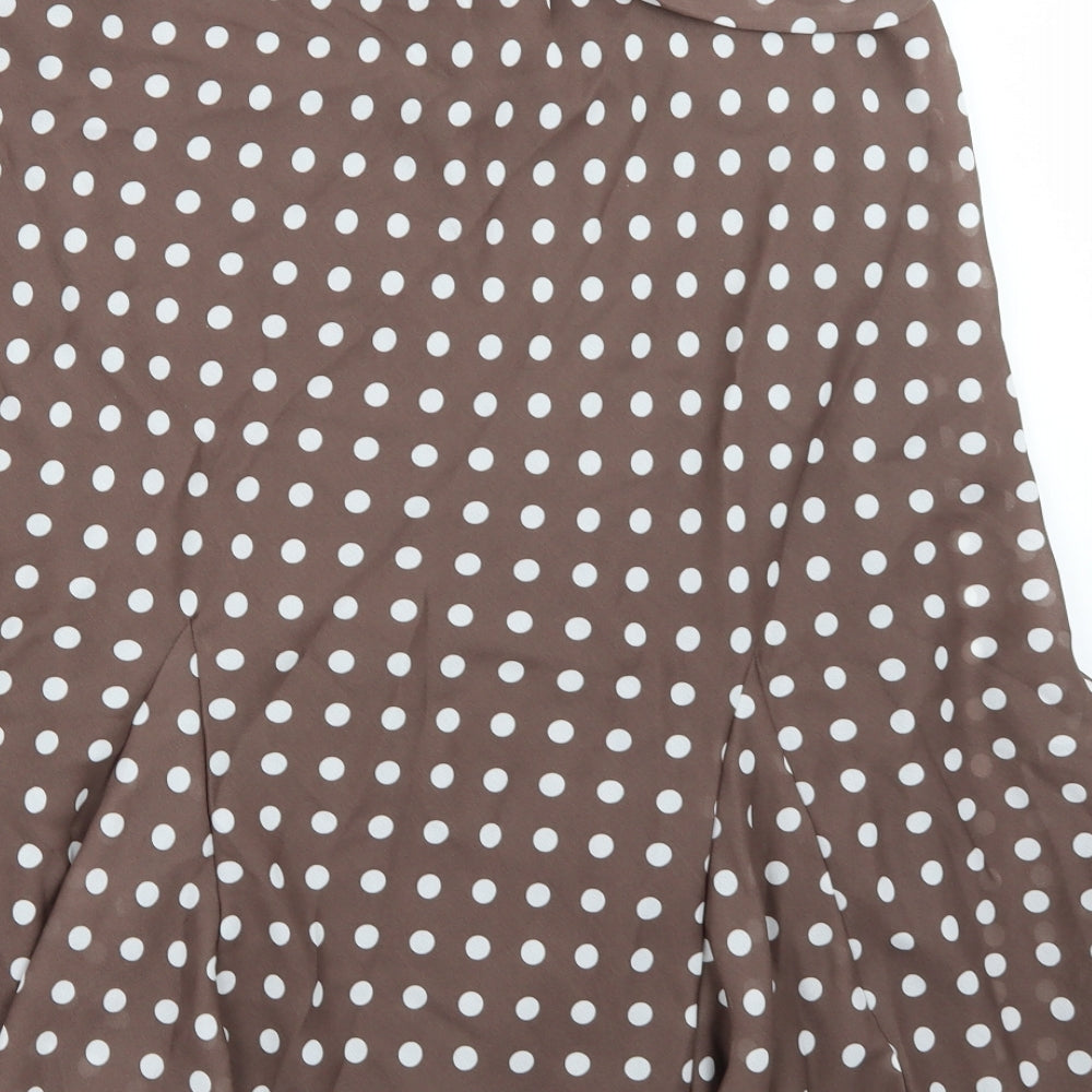 Classics Womens Brown Polka Dot Chiffon Swing Skirt Size 16