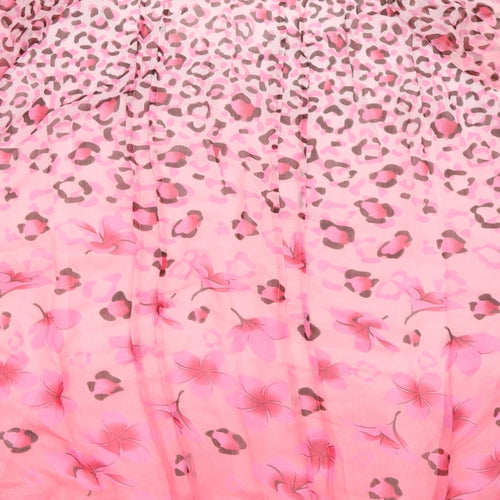 Originals Womens Pink Animal Print Chiffon Basic Blouse Size 16