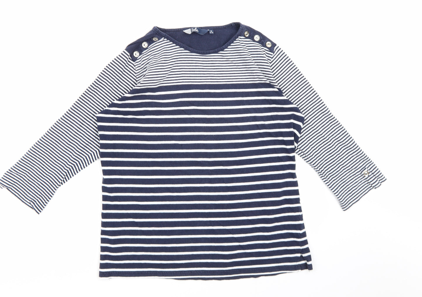 Isle Essentials Womens Blue Striped  Basic T-Shirt Size 14