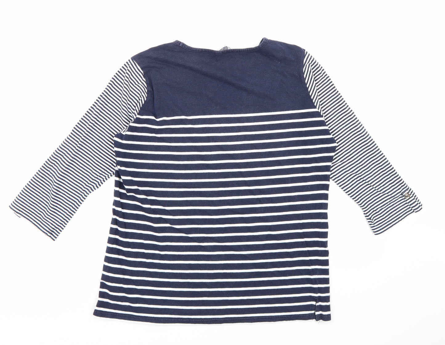 Isle Essentials Womens Blue Striped  Basic T-Shirt Size 14