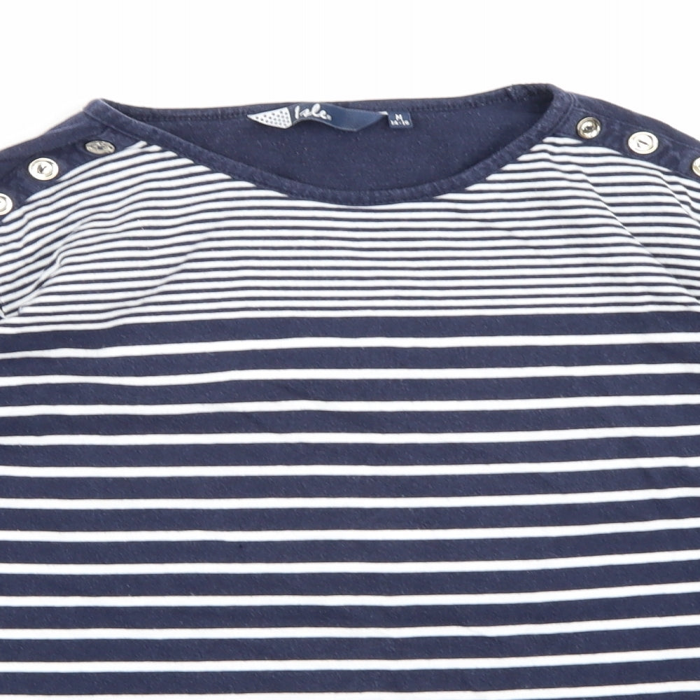Isle Essentials Womens Blue Striped  Basic T-Shirt Size 14