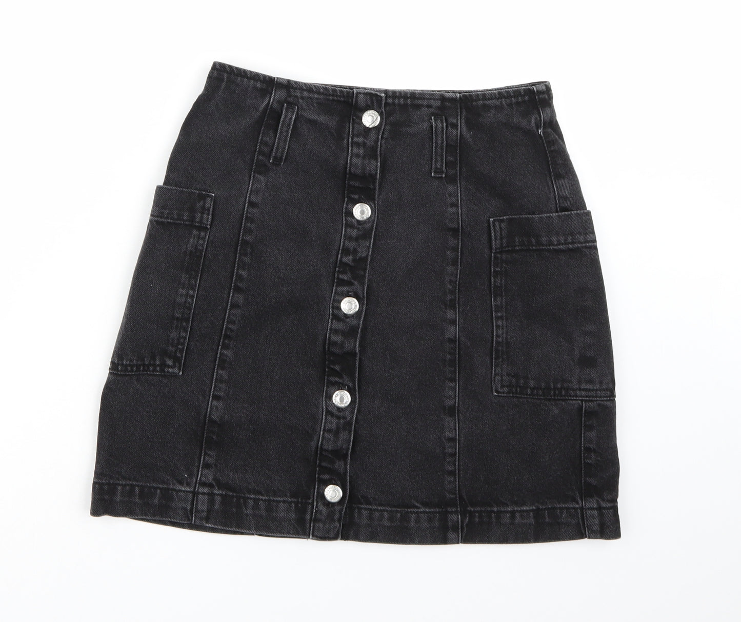 Topshop Womens Black  Denim A-Line Skirt Size 28 in