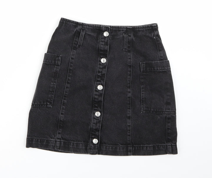 Topshop Womens Black  Denim A-Line Skirt Size 28 in