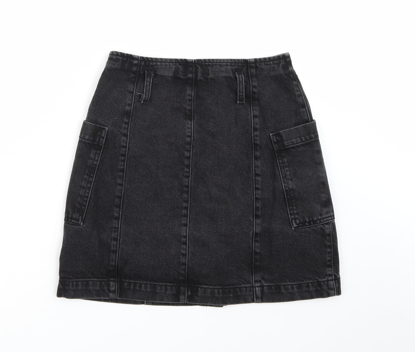 Topshop Womens Black  Denim A-Line Skirt Size 28 in