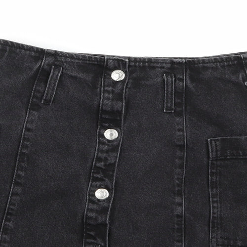 Topshop Womens Black  Denim A-Line Skirt Size 28 in