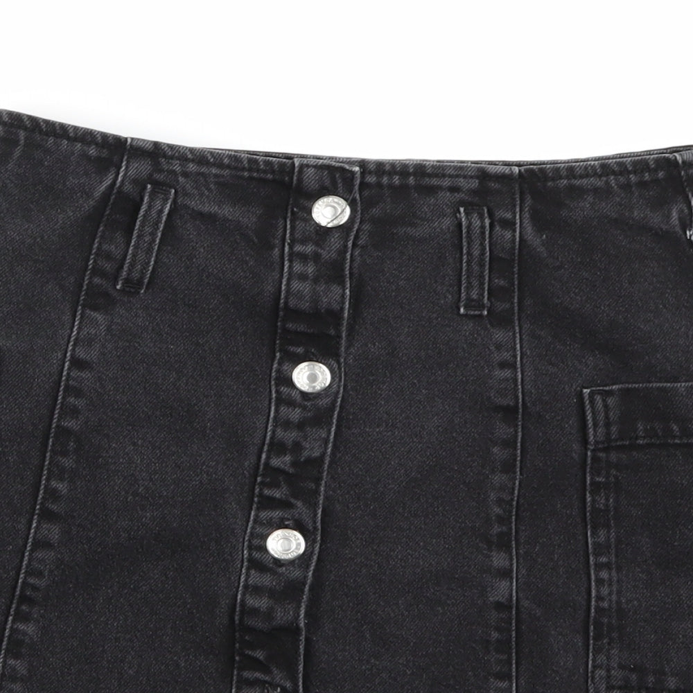 Topshop Womens Black  Denim A-Line Skirt Size 28 in