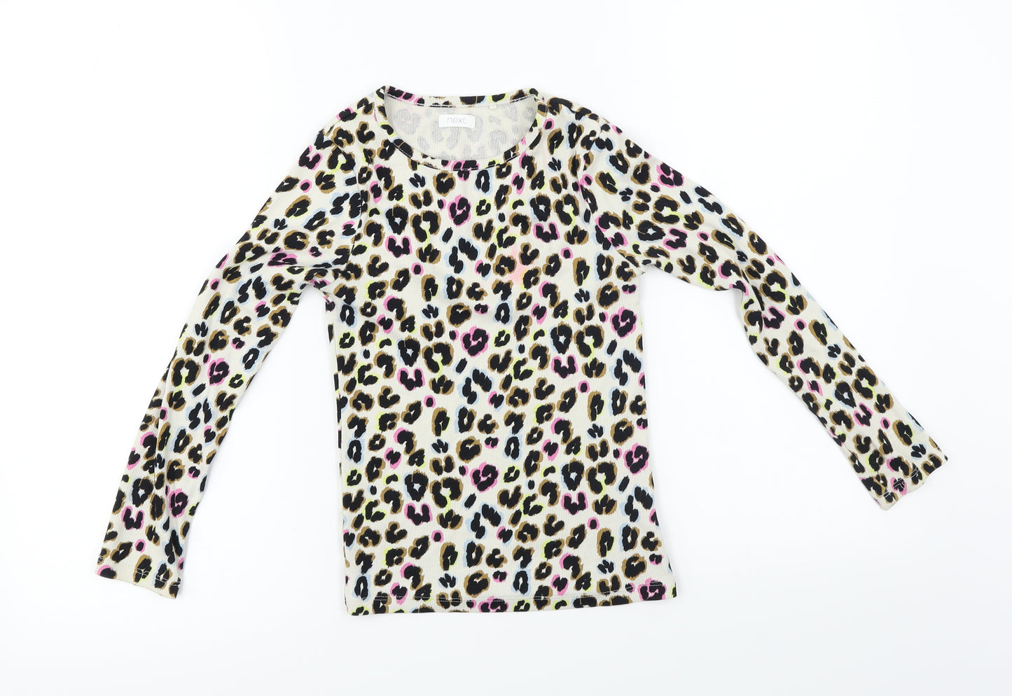 NEXT  Girls White Animal Print  Basic T-Shirt Size 8 Years
