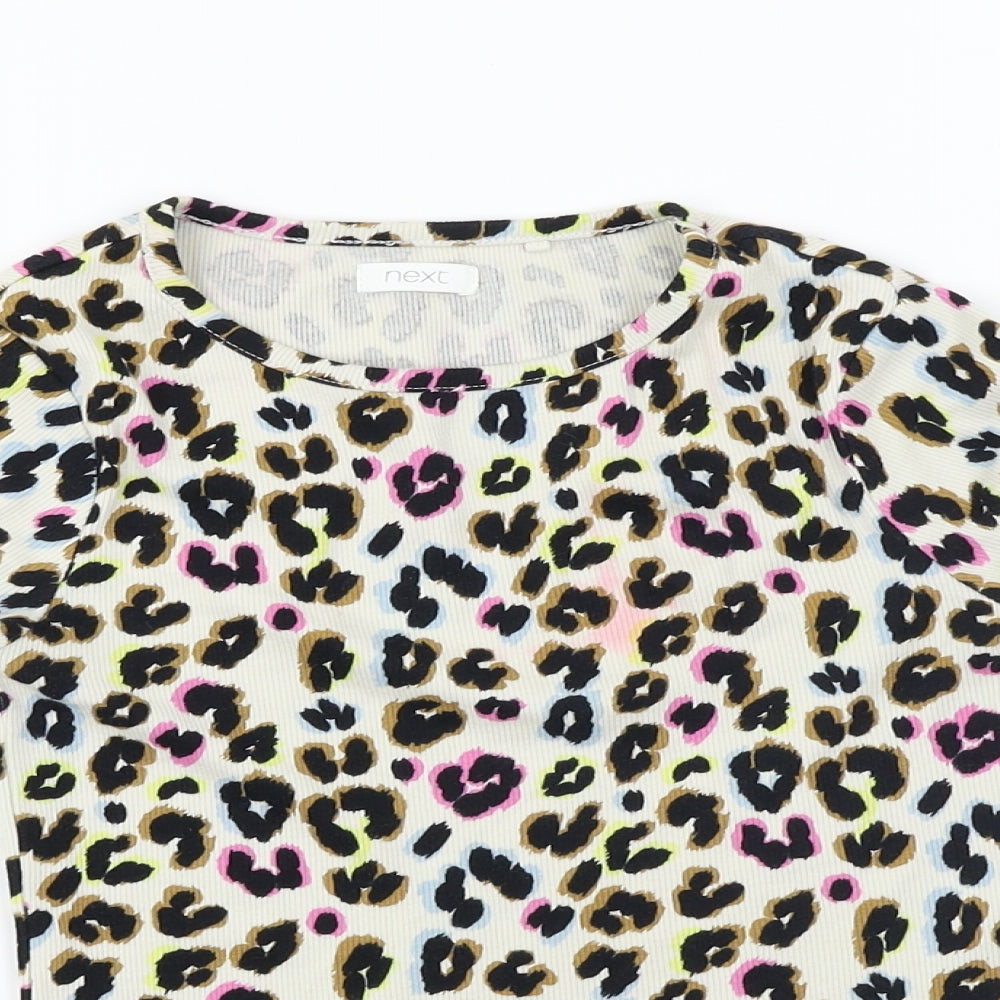 NEXT  Girls White Animal Print  Basic T-Shirt Size 8 Years
