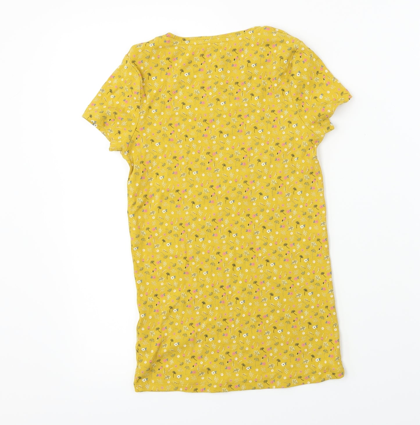 F&F  Girls Yellow Floral  Basic T-Shirt Size 12-13 Years