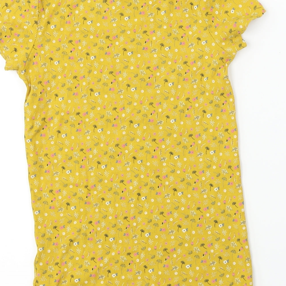 F&F  Girls Yellow Floral  Basic T-Shirt Size 12-13 Years