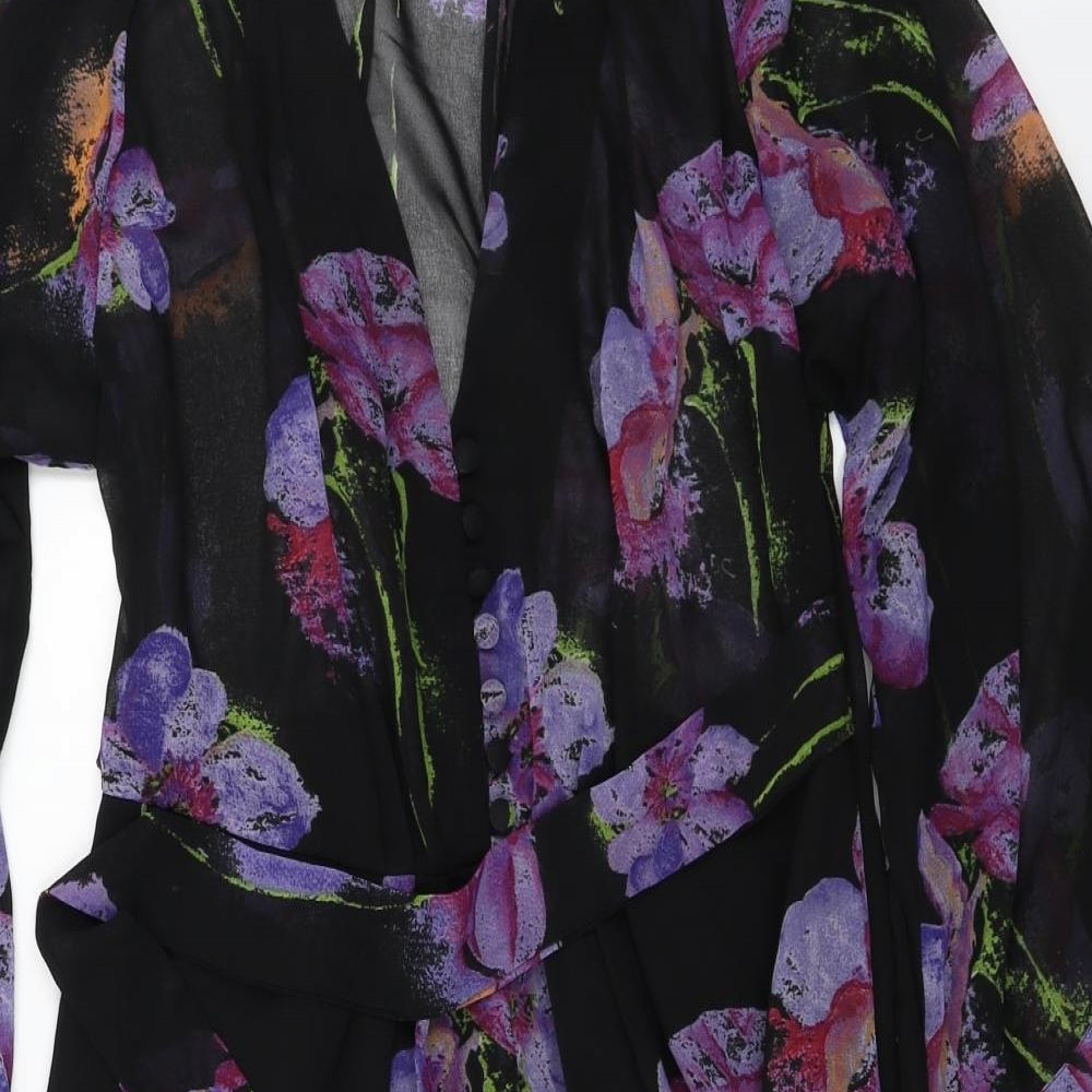ASOS  Womens Black Floral  Basic Blouse Size 10