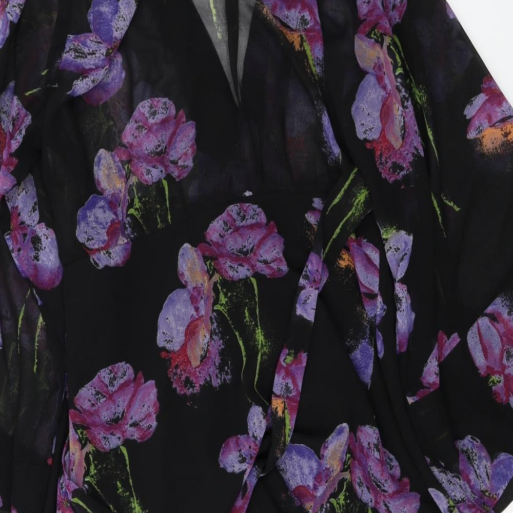 ASOS  Womens Black Floral  Basic Blouse Size 10