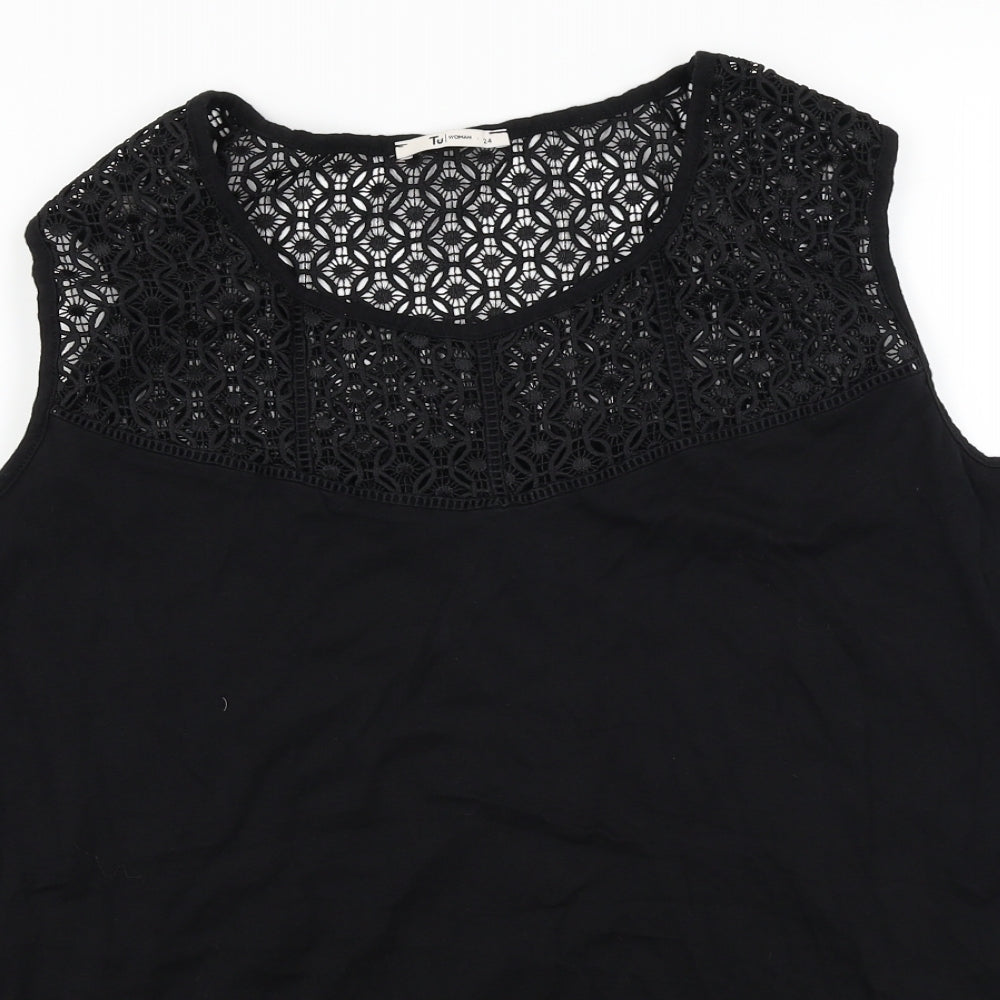 TU Womens Black Floral  Basic Blouse Size 24